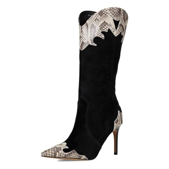 Dolce Vita Shoes Kasedy Black Multi Suede Heeled Boots